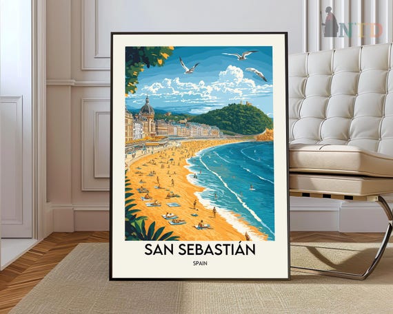 San Sebastian Travel Poster, Basque Country Spain