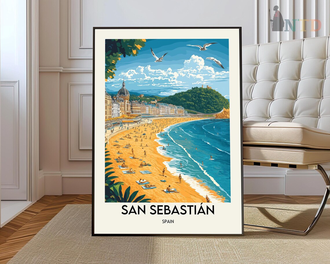 San Sebastian Travel Poster, Basque Country Spain