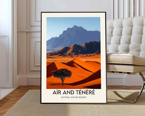 Air And Tenere National Nature Reserve Poster With Sahara Desert Dune Scene