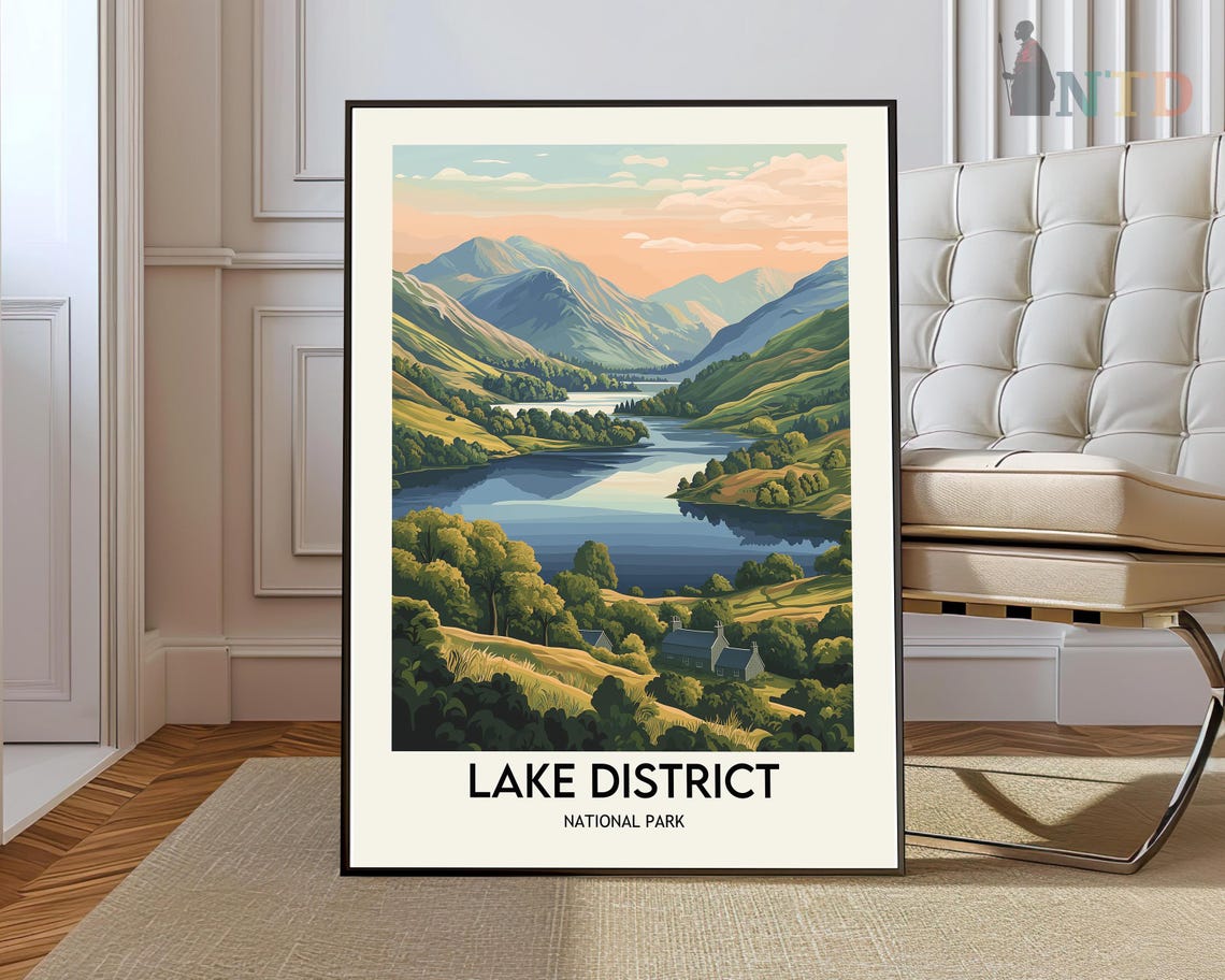Lake District England Sunset Hills Lake National Park Poster