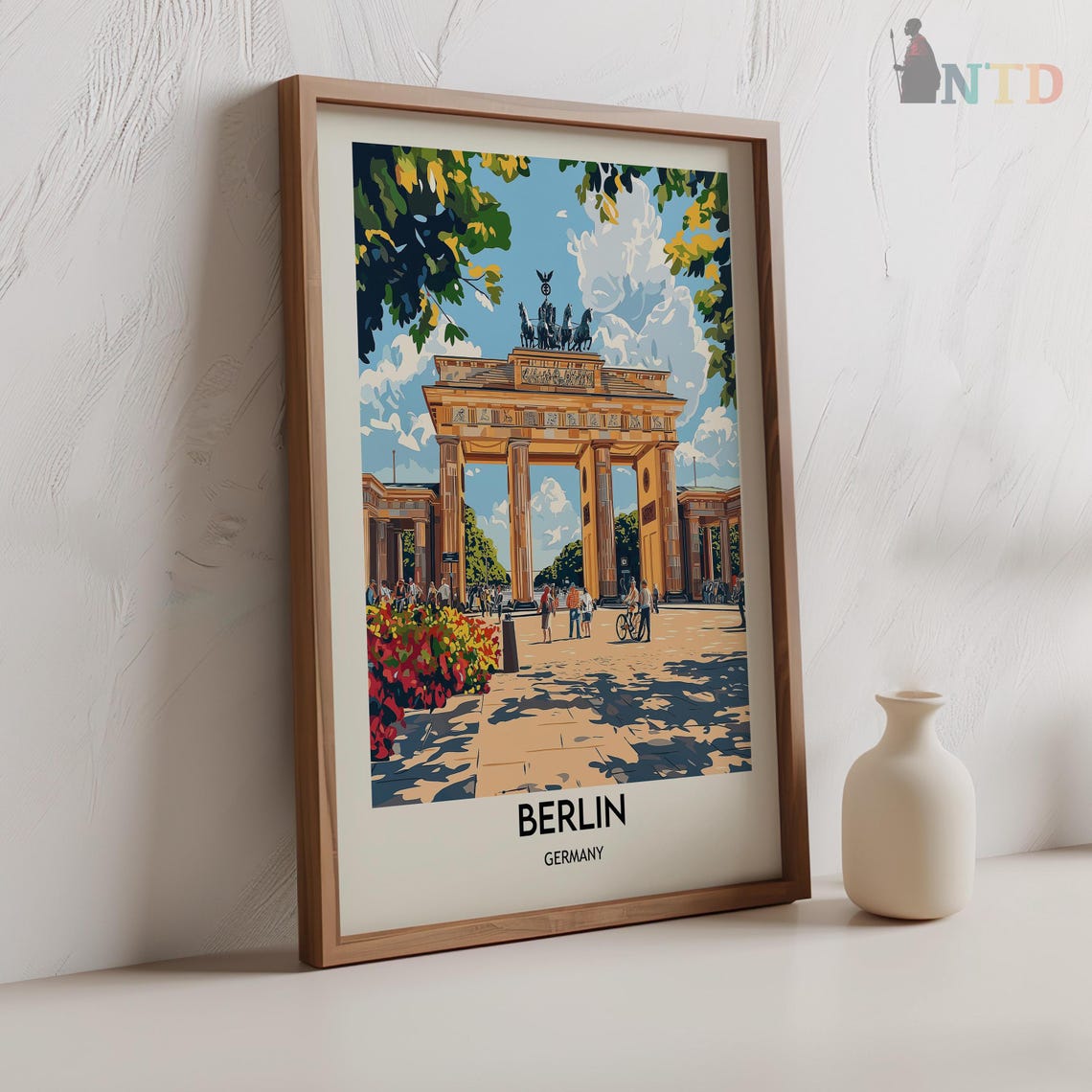 Berlin Germany Brandenburg Gate Summer Crowds Vintage Travel Poster - Image 2