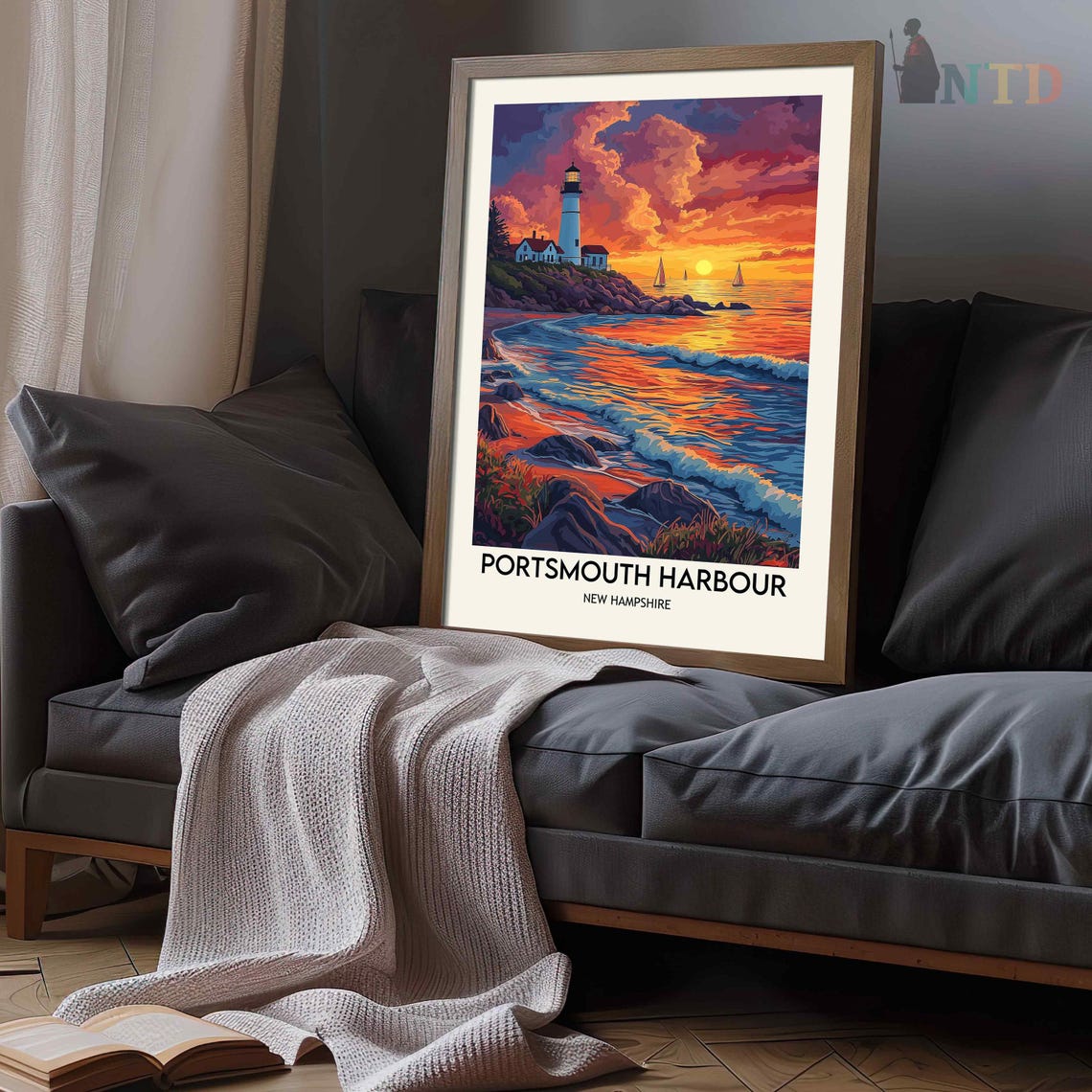 Portsmouth Harbour New Hampshire Lighthouse Sunset Sail Poster - Image 3