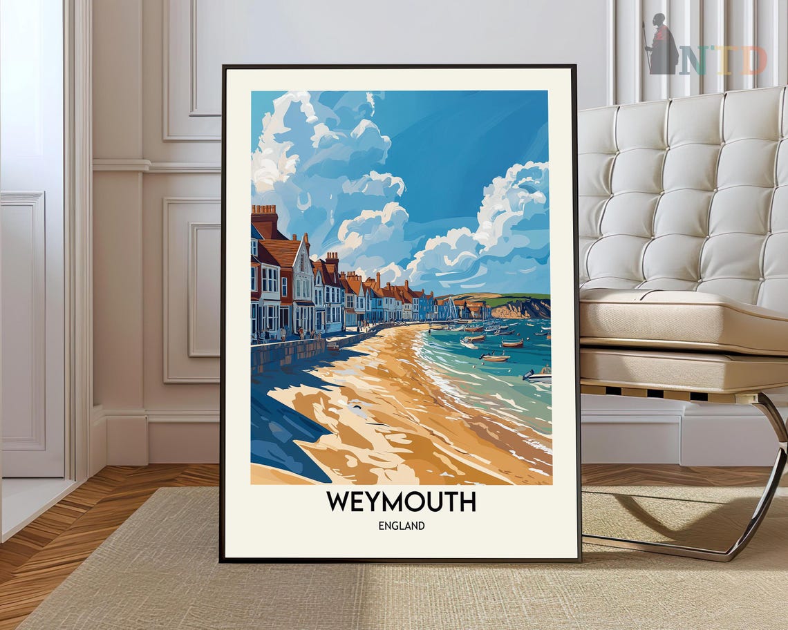 Weymouth England Harbor Beach Boats Vintage Seaside Travel Poster