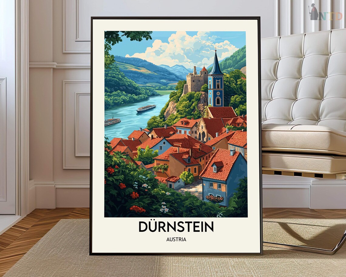 Durnstein Austria Danube Riverside Village Scenic Travel Poster