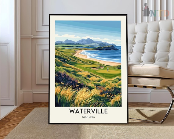 Waterville Golf Links Coastal Course Art Poster Ireland Vintage Style