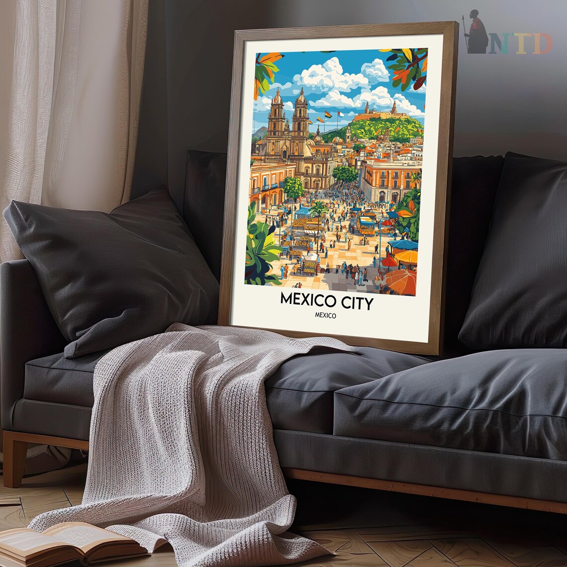 Mexico City Travel Poster, Tenochtitlan Landmark - Image 3