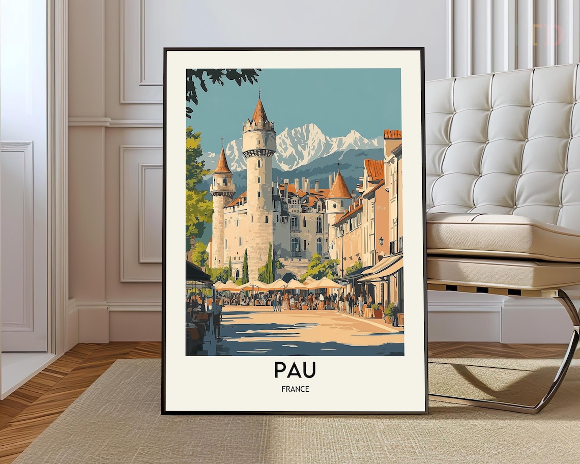 Pau Travel Poster, France City Decor Art Print