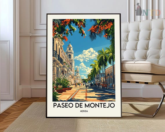 Paseo De Montejo Poster Wall Art Print Photo Mrida City Yucatn Mexico