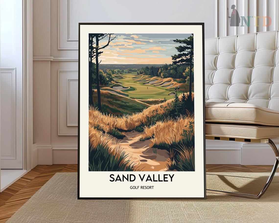 Sand Valley Golf Resort Sunset Path Through Golden Grass Poster