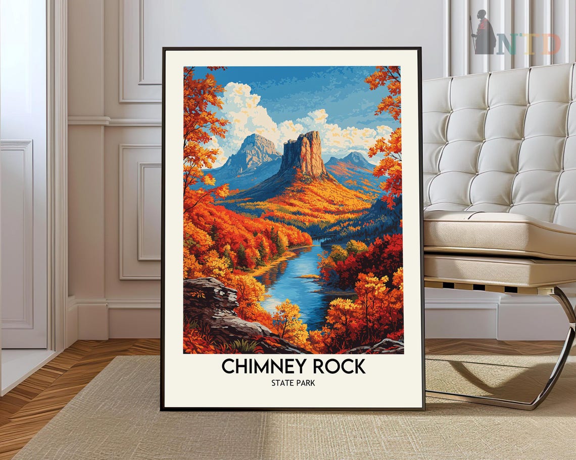 Chimney Rock State Park Fall Foliage Valley Overlook View Poster