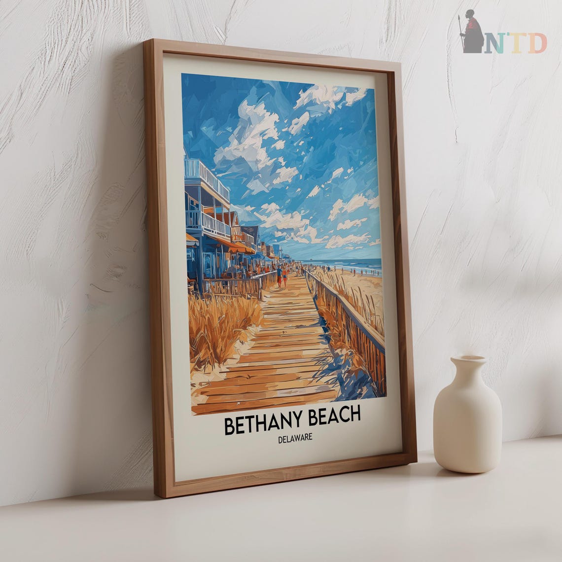Bethany Beach Delaware Shops Boardwalk Summer Morning Poster - Image 2