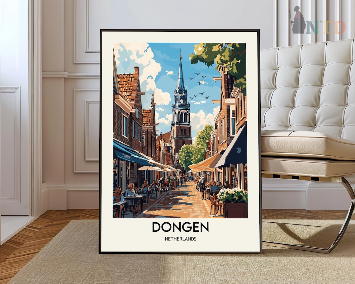 Dongen Netherlands Vintage Historic Dutch Street Scene Travel Poster