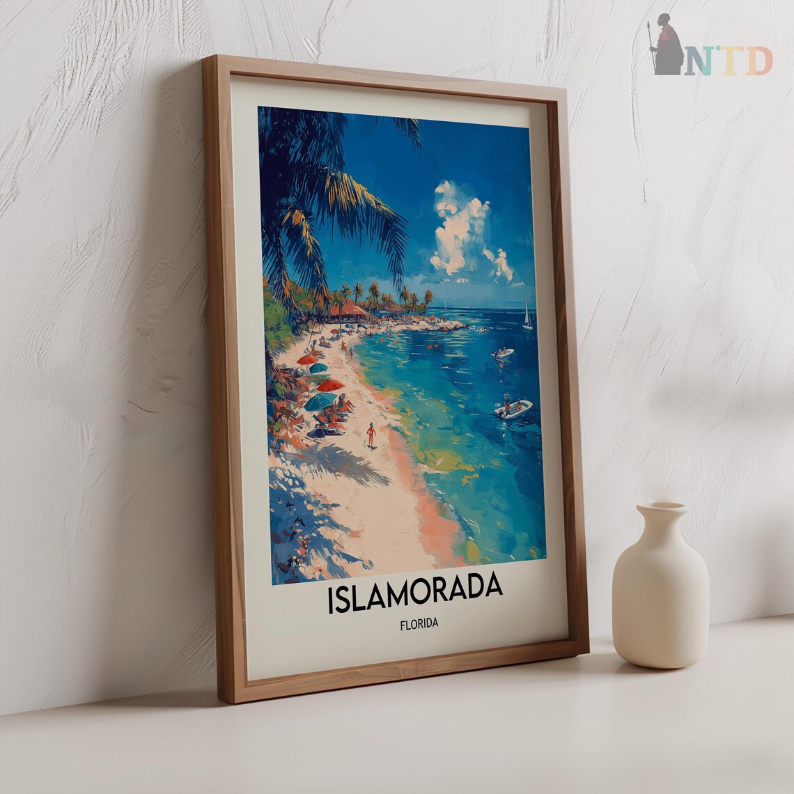 Islamorada Florida Shaded Palms On A White Sand Beach Cove Poster - Image 2