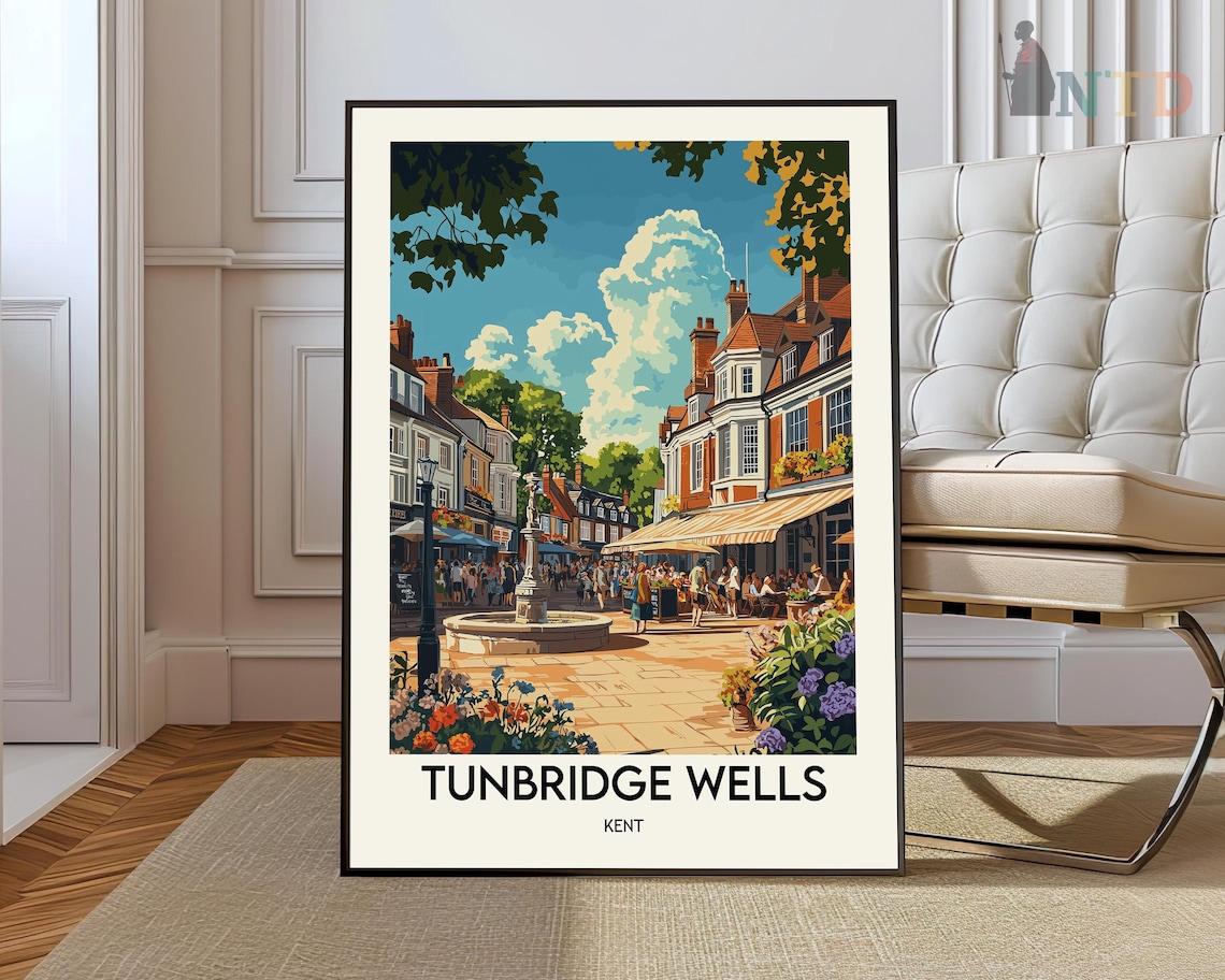 Tunbridge Wells Kent England Town Square Fountain Travel Poster