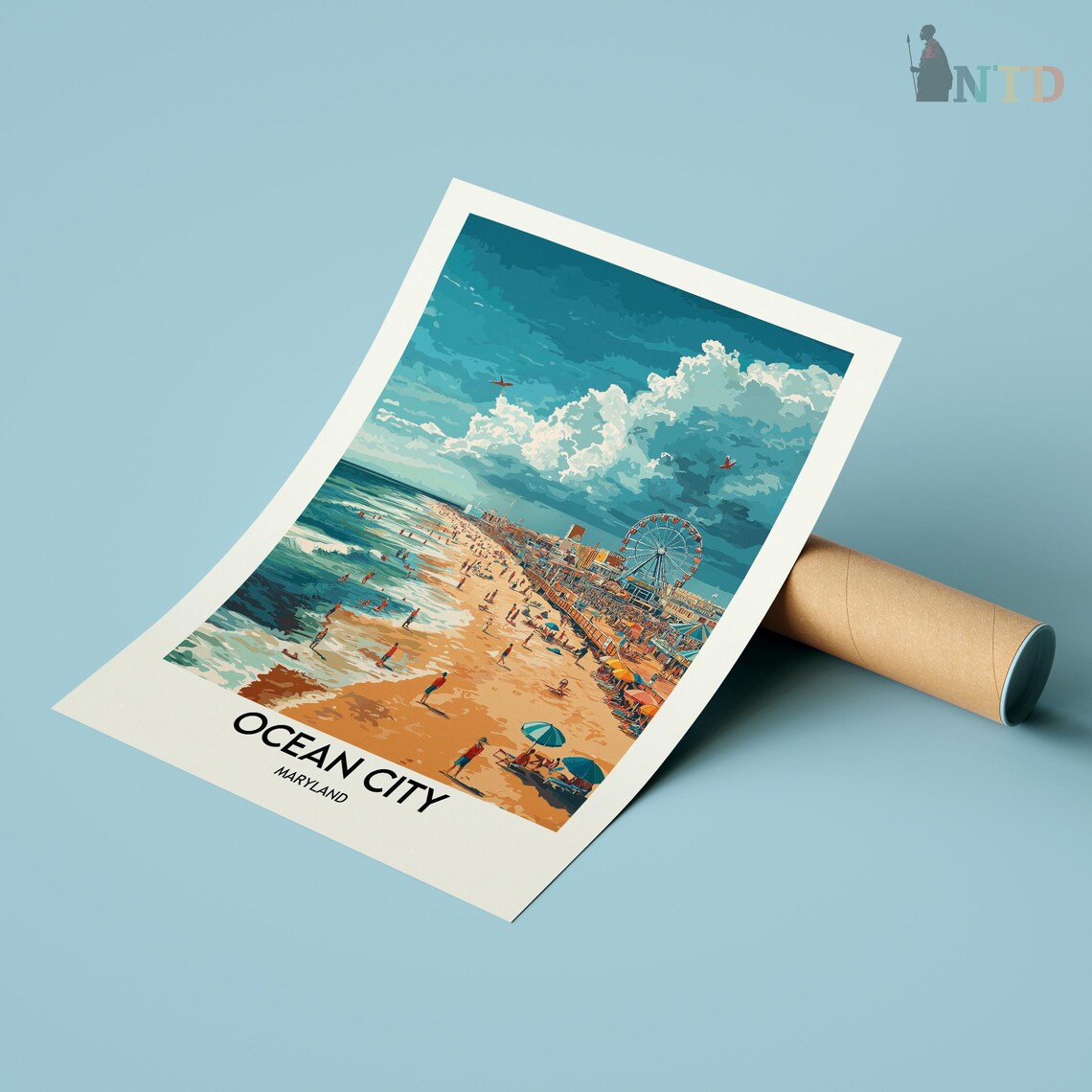 Ocean City, Maryland Travel Poster Art Print - Image 3
