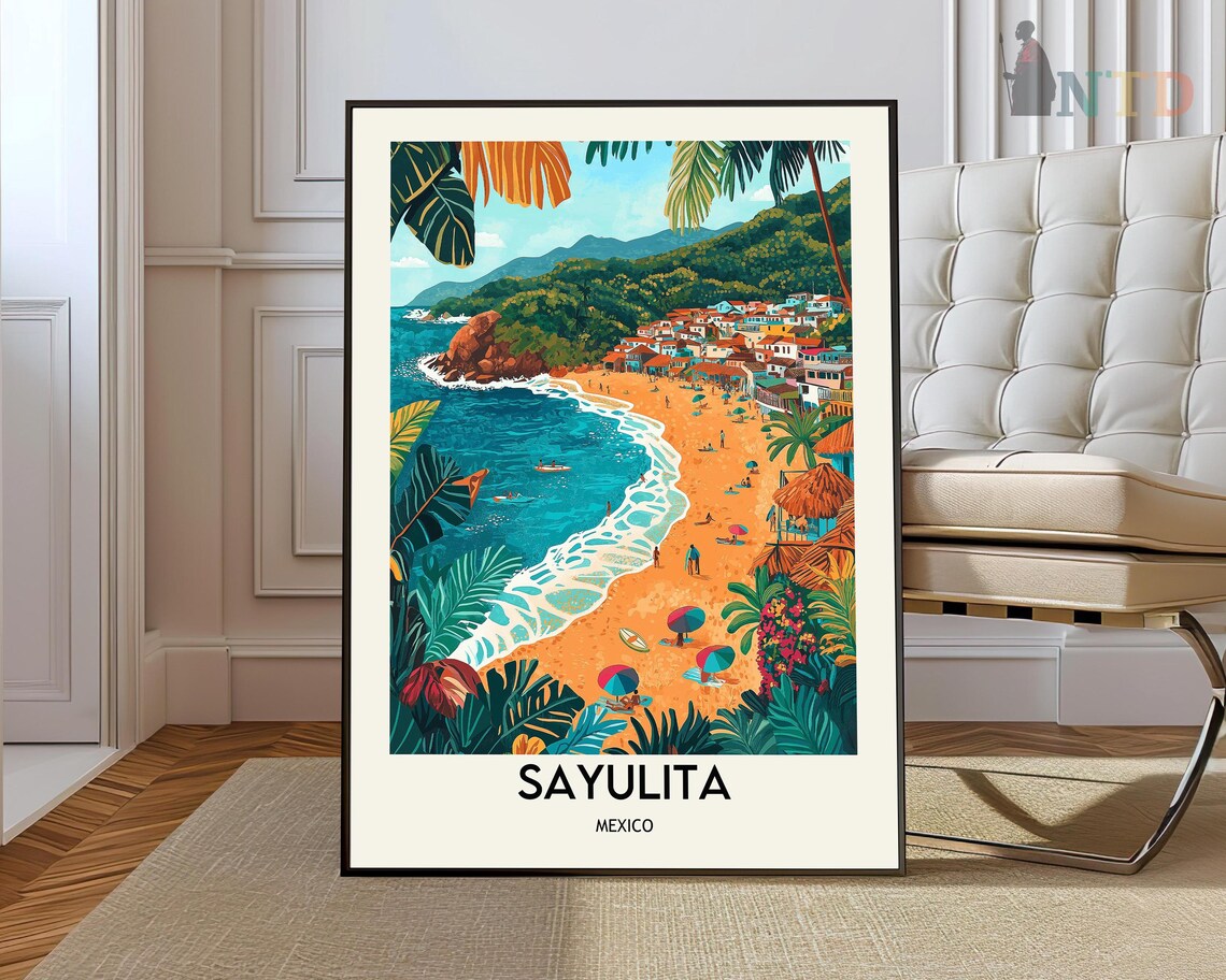 Sayulita Travel Poster, Nayarit Wall Art Print
