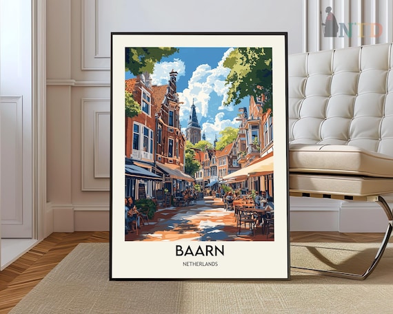 Baarn Netherlands Sunny Cafe Street Scene Travel View Art Poster