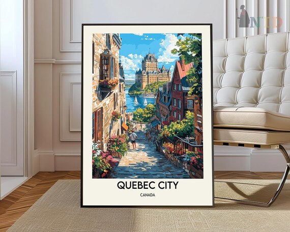 Quebec City Canada Summer Old Street Chateau Frontenac Poster