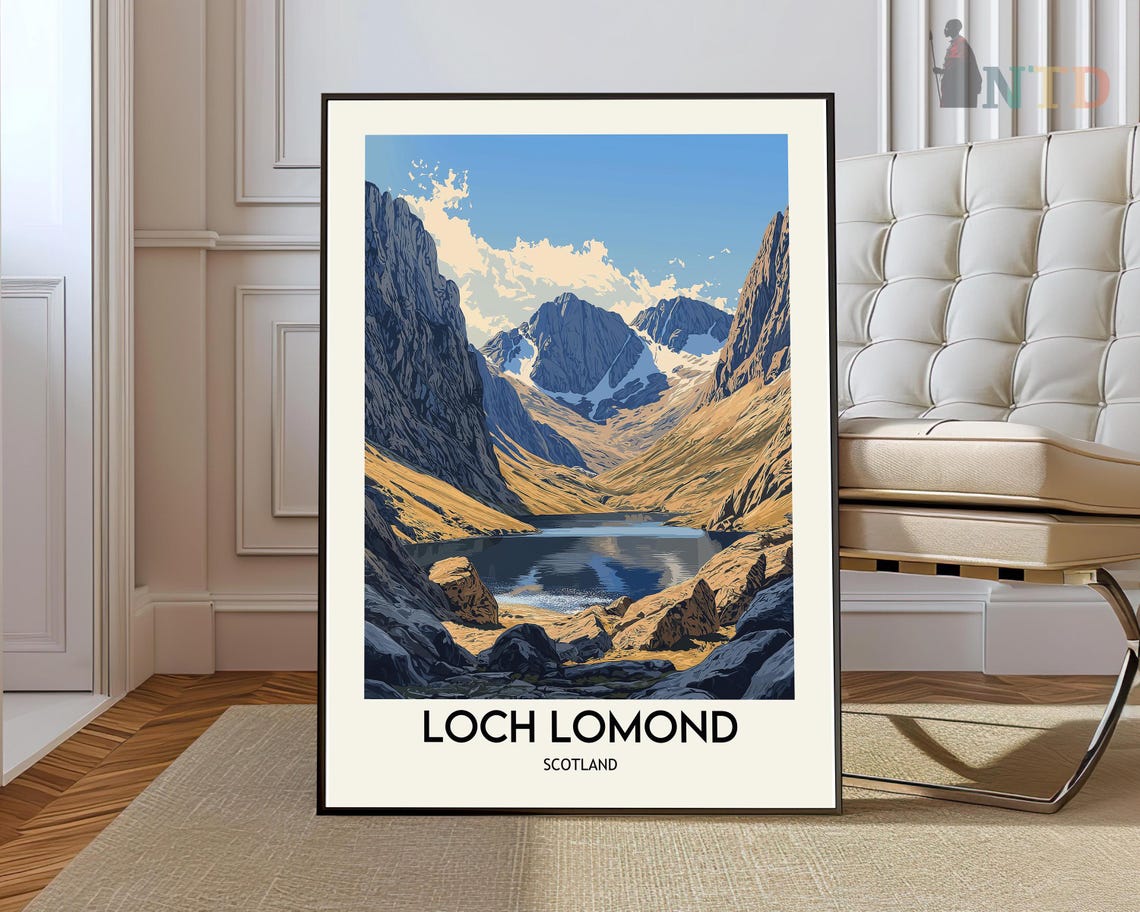 Loch Lomond Scotland Dramatic Mountain Lake Valley Travel Poster