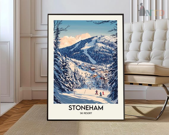 Stoneham Ski Resort Poster Vintage Travel Print