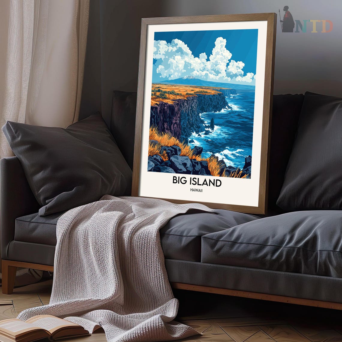 Big Island Hawaii Volcanic Cliffs Ocean Vista Vintage Travel Poster - Image 3