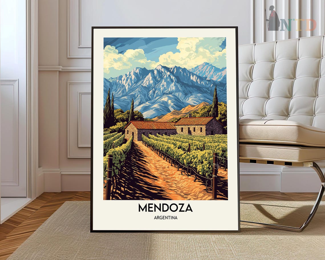 Mendoza Poster Travel Print Tropical Decor Botanical South Latin Gift