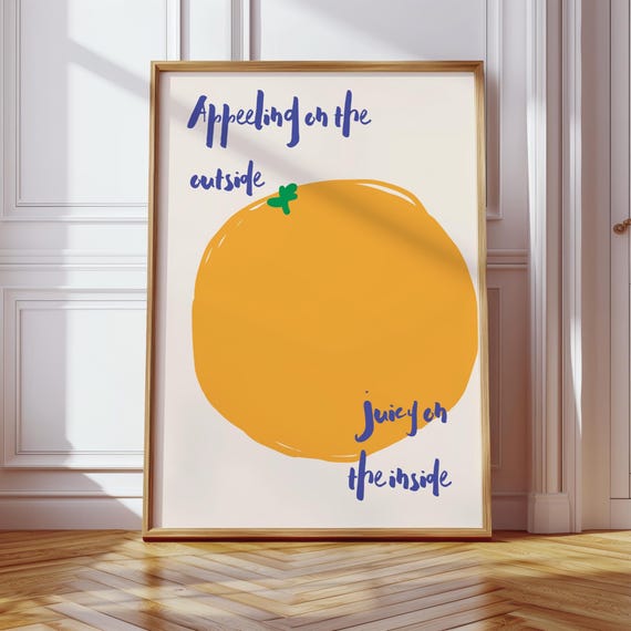 Funny Fruit Pun Wall Art Appeeling On The Outside Juicy Inside Kitchen Print Quirky Foodie Home Decor