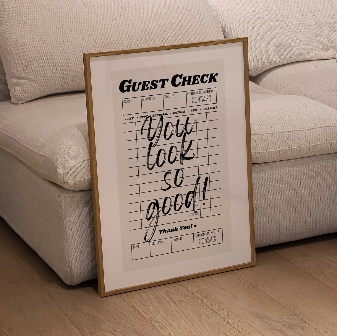 Guest Check Vintage Poster, Preppy Bar Cart Art