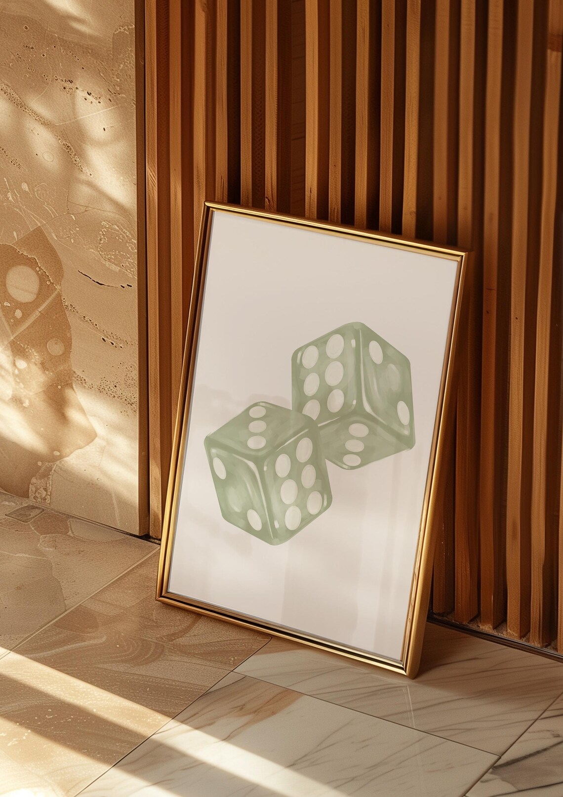 Dice Art Aesthetic Room Decor, Green Art Print