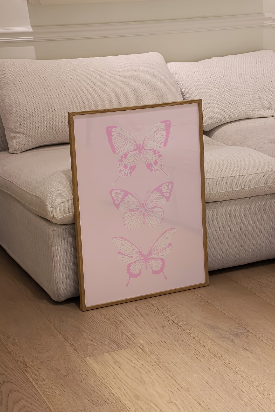 Dreamy Pink Butterflies Trio Blush Preppy Aesthetic Art Print - Image 2