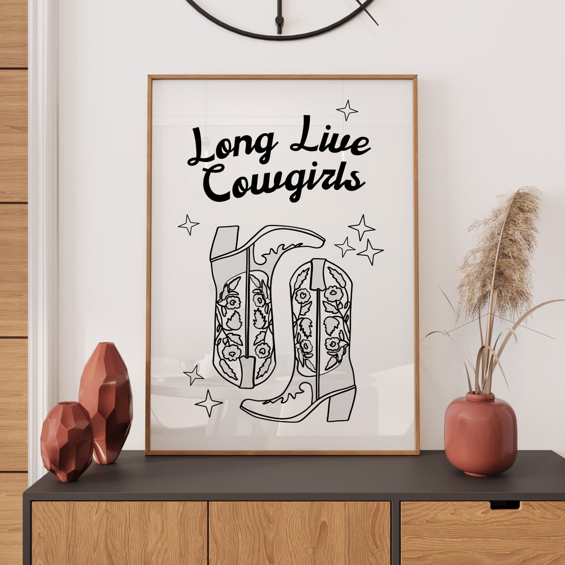 Long Live Cowgirls Floral Boots Script Trendy Western Poster - Image 3