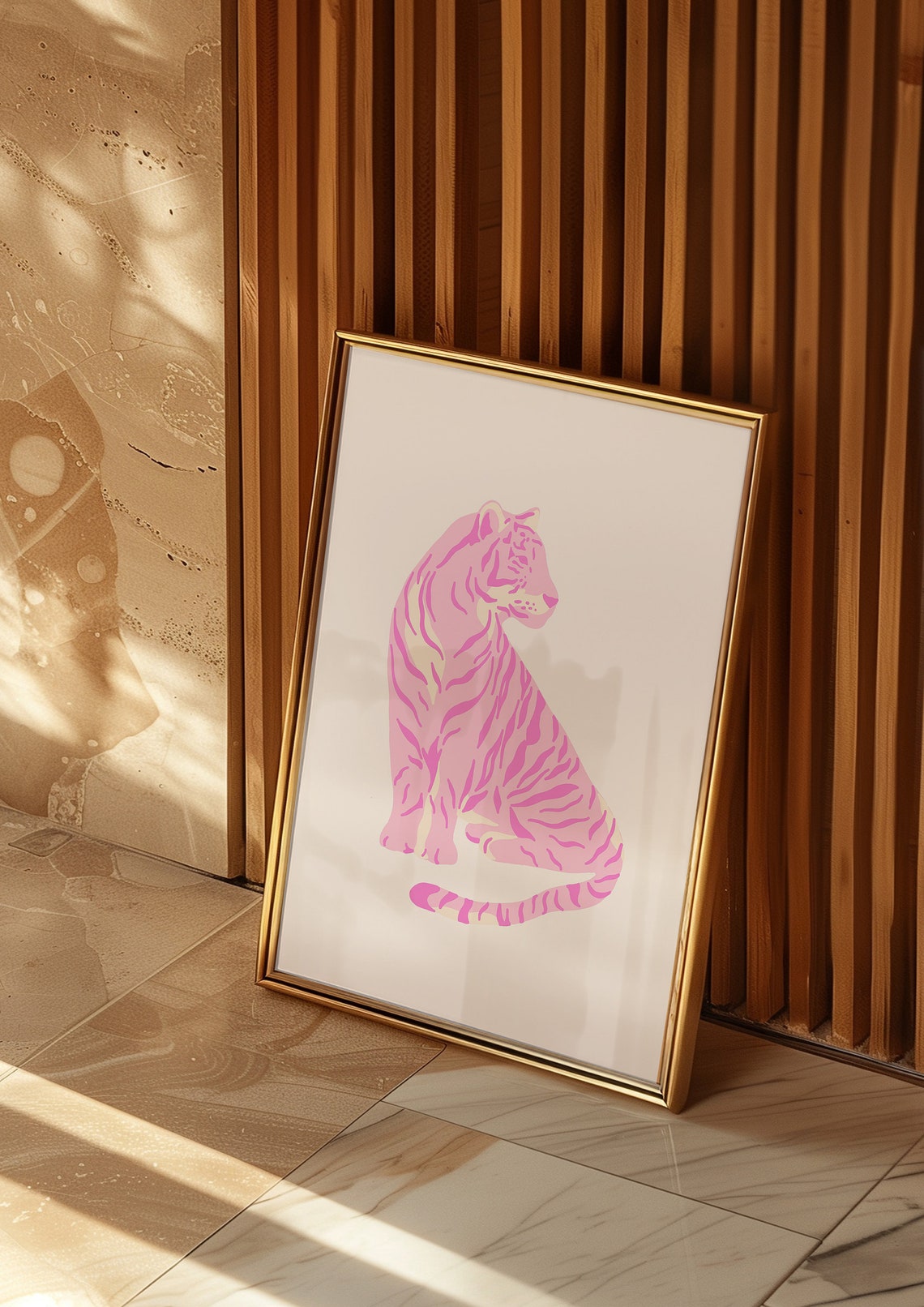 Pink Tiger Sitting Pretty Bold Pop Art Wild Cat Preppy Room Poster - Image 3