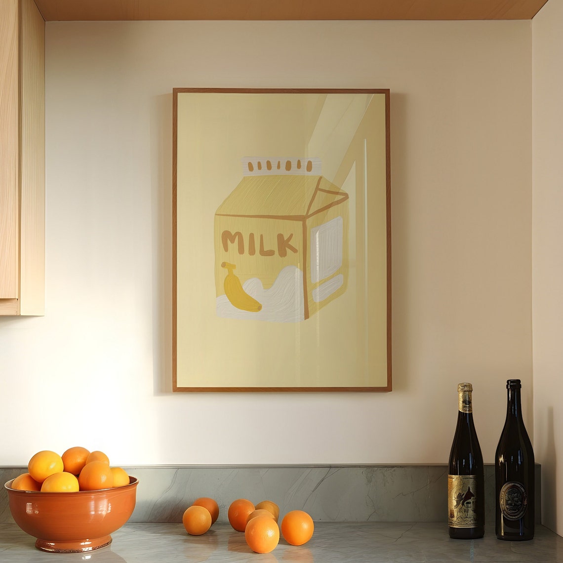 Milk Carton Banana Cute Hand Drawn Kitchen Food Illustration Poster - Image 3