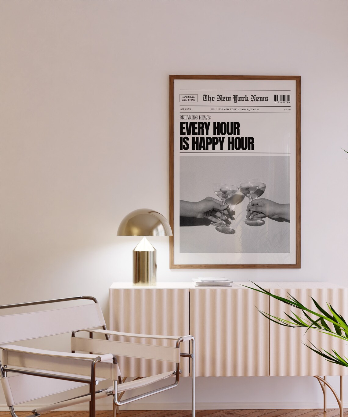 Newspaper Cocktail Poster, Vintage Retro Bar Cart - Image 3