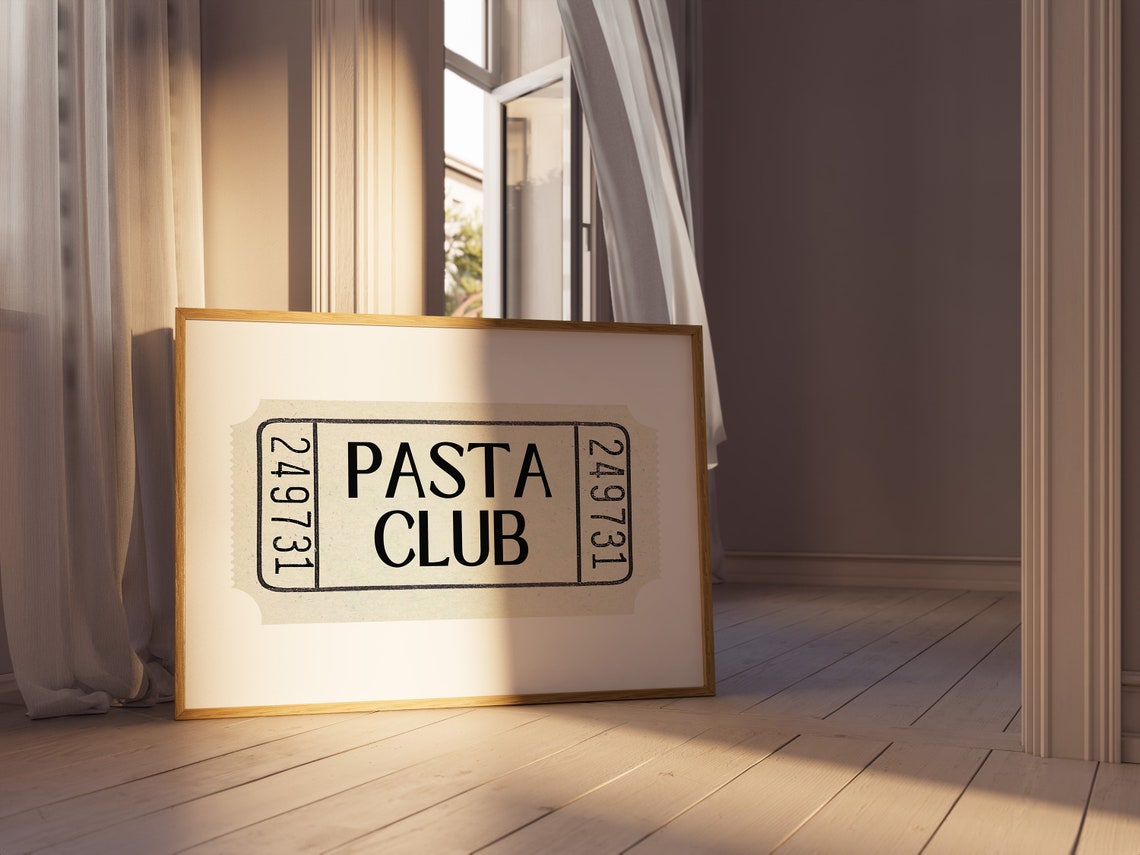 Pasta Club Cream Retro Ticket Stub Vintage Kitchen Style Poster - Image 3
