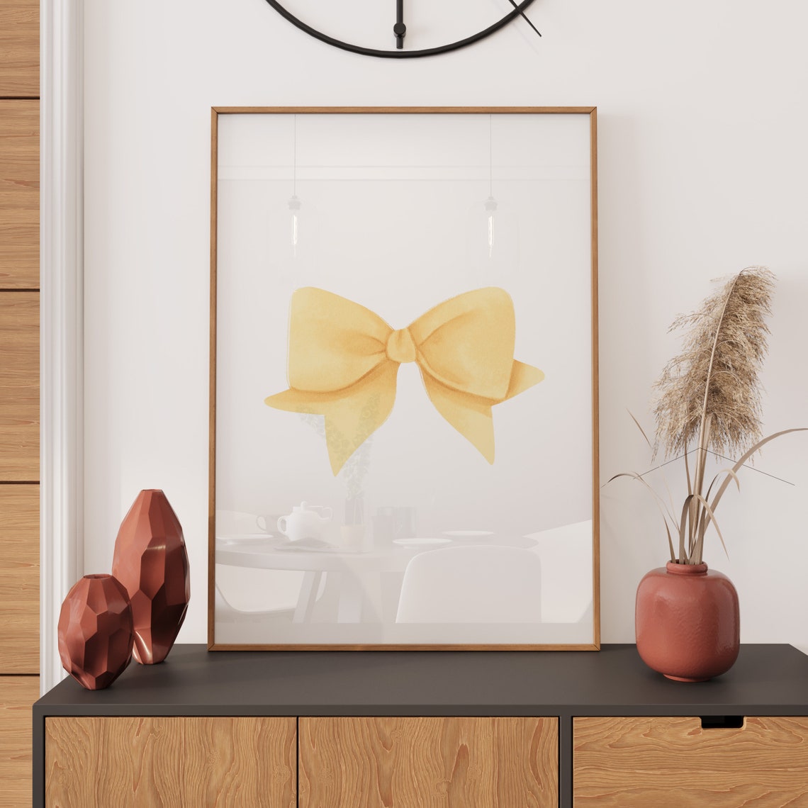 Butter Yellow Bow Minimalist Balletcore Preppy Wall Decor Poster - Image 2