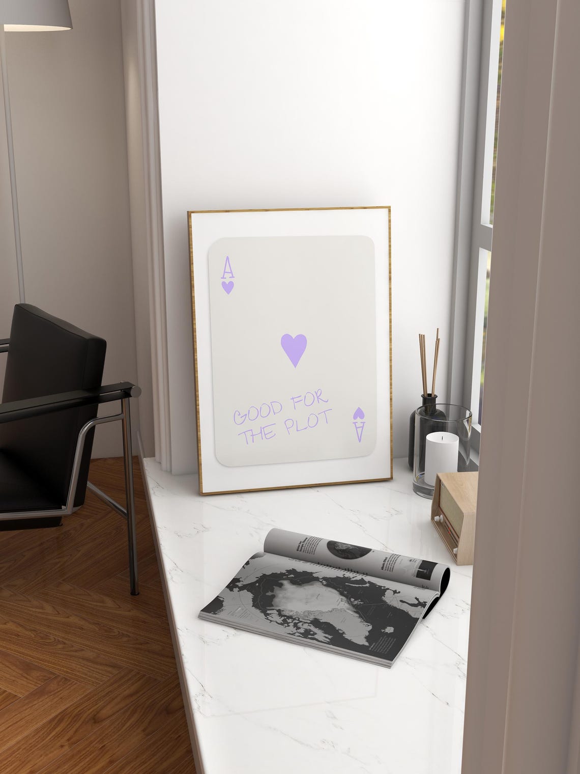 Good For The Plot Trendy Retro Purple Ace of Hearts Card Poster - Image 2