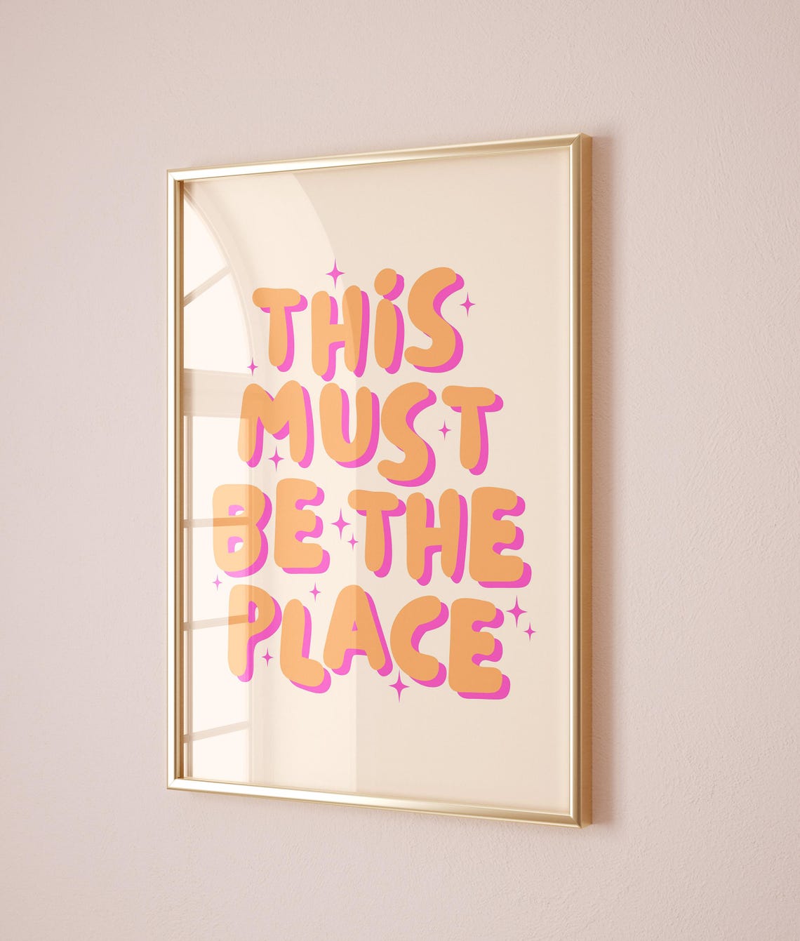 This Must Be The Place Orange Bubble Letter Groovy Dorm Poster