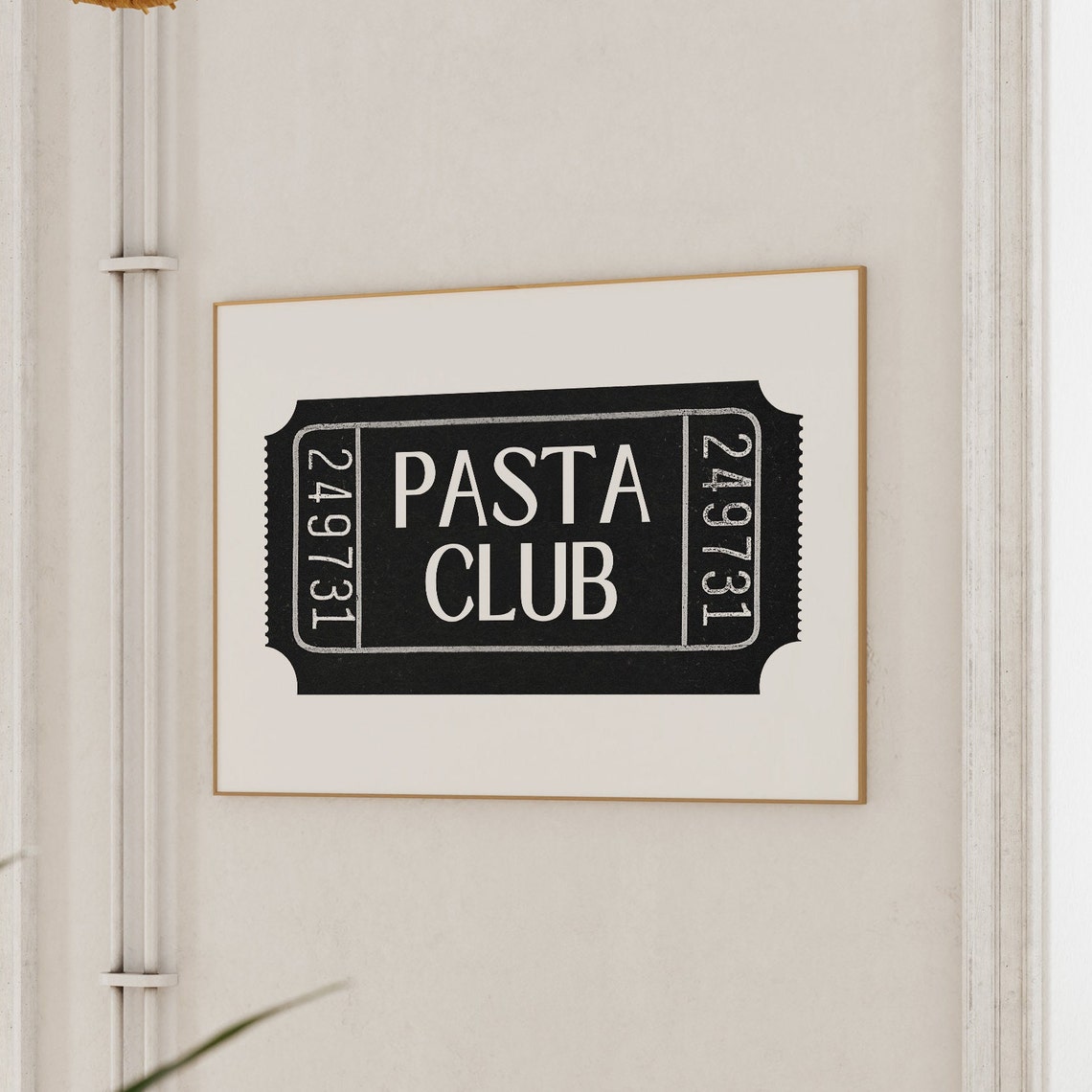 Pasta Club Black Retro Ticket Stub Vintage Kitchen Style Poster - Image 2