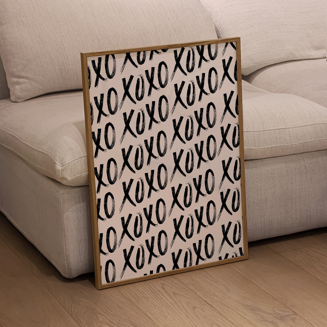 XOXO Repeating Pattern Black Brush Lettering Trendy Dorm Art Poster