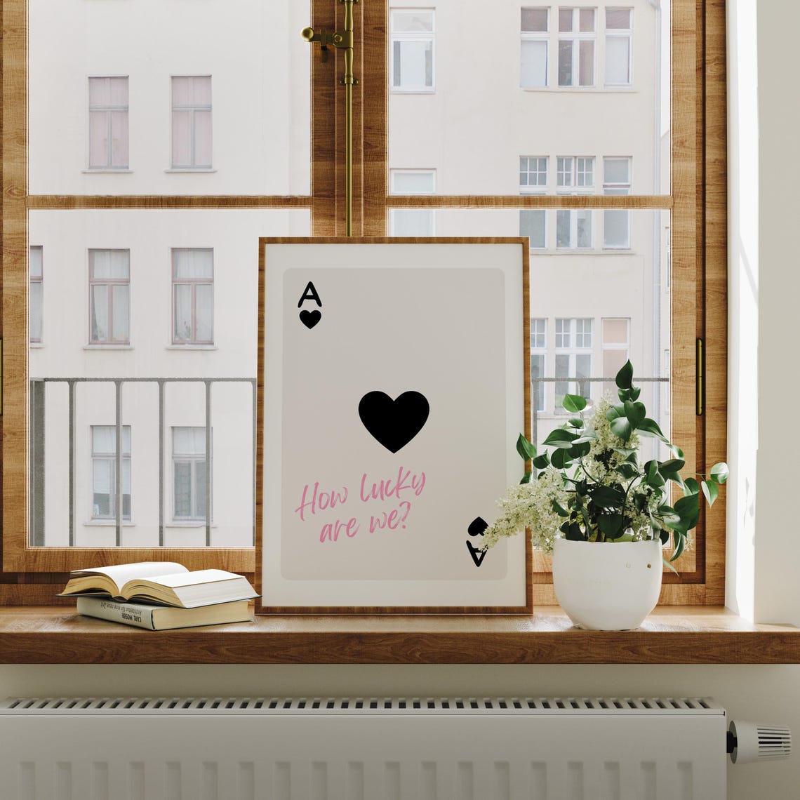 How Lucky Are We Ace Of Hearts Pink Script Romantic Love Poster - Image 2