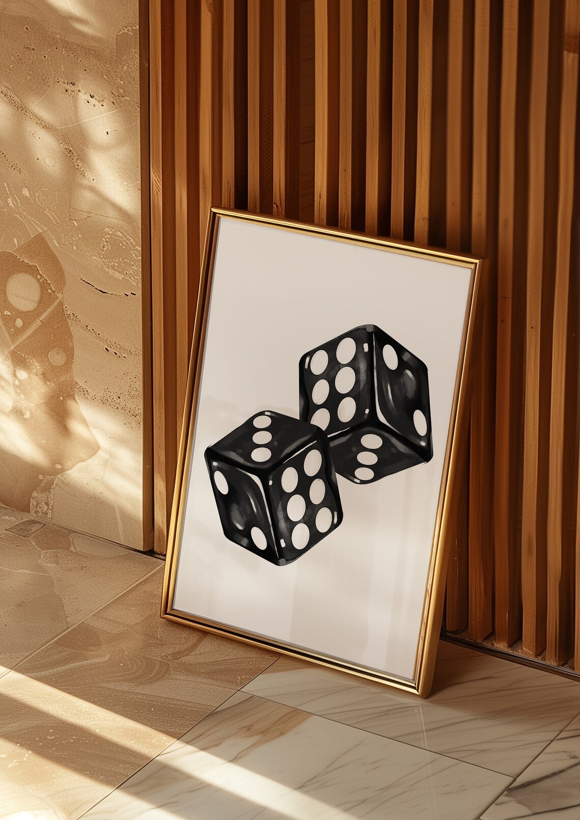 Black and White Dice Art Print, Neutral Decor
