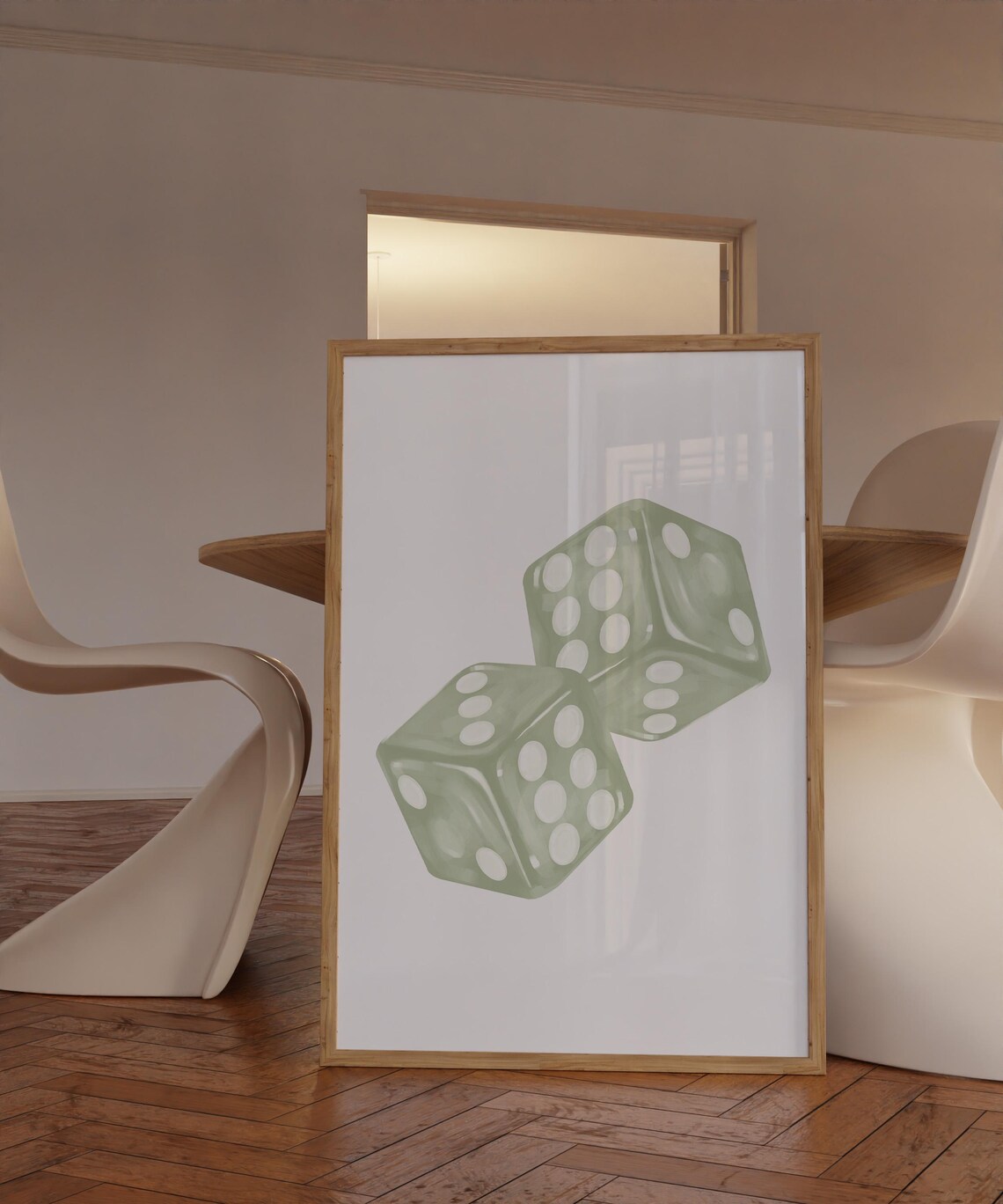 Dice Art Aesthetic Room Decor, Green Art Print - Image 2