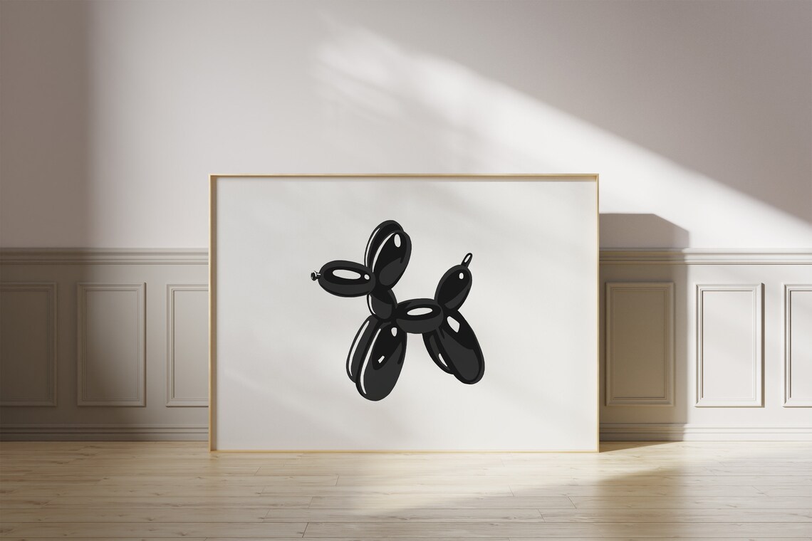 Balloon Dog Trendy Black and White Art Print - Image 3