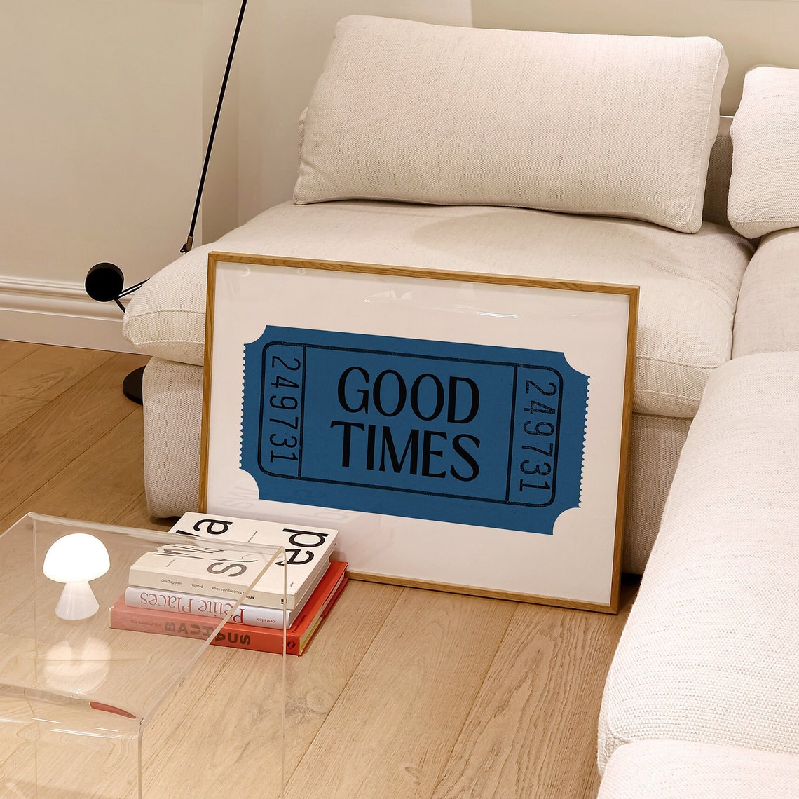 Good Times Navy Blue Retro Ticket Stub Bold Vintage Style Poster - Image 3