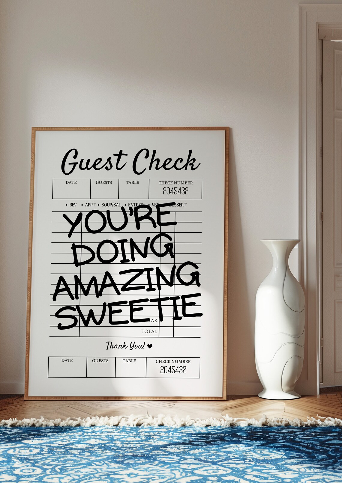 You're Doing Amazing Sweetie Guest Check Black Trendy Quote Poster - Image 2
