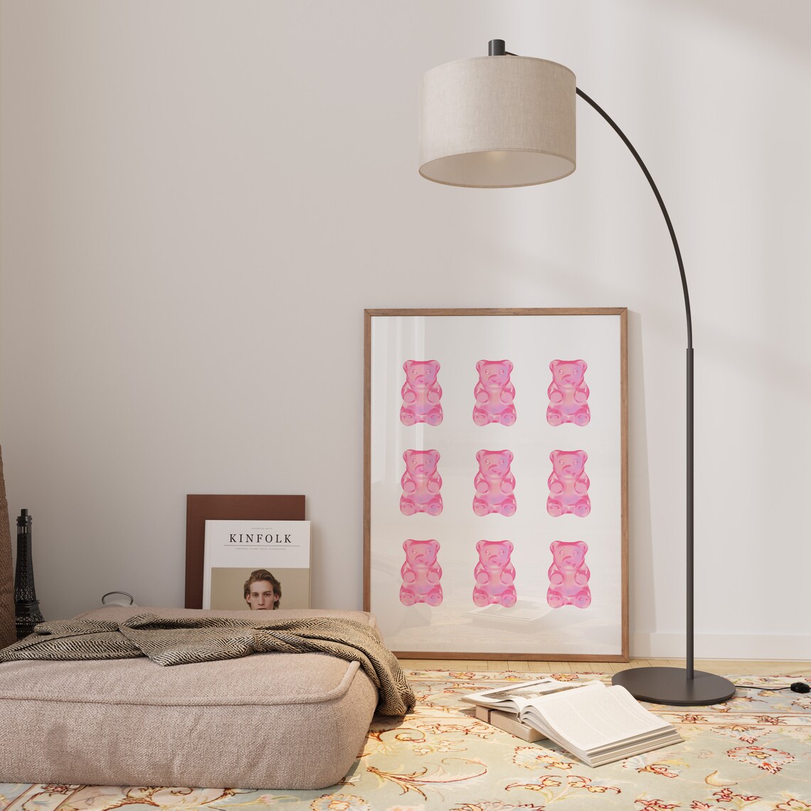 Cute Pink Gummy Bears Nine Grid Preppy Sweet Candy Art Poster - Image 3