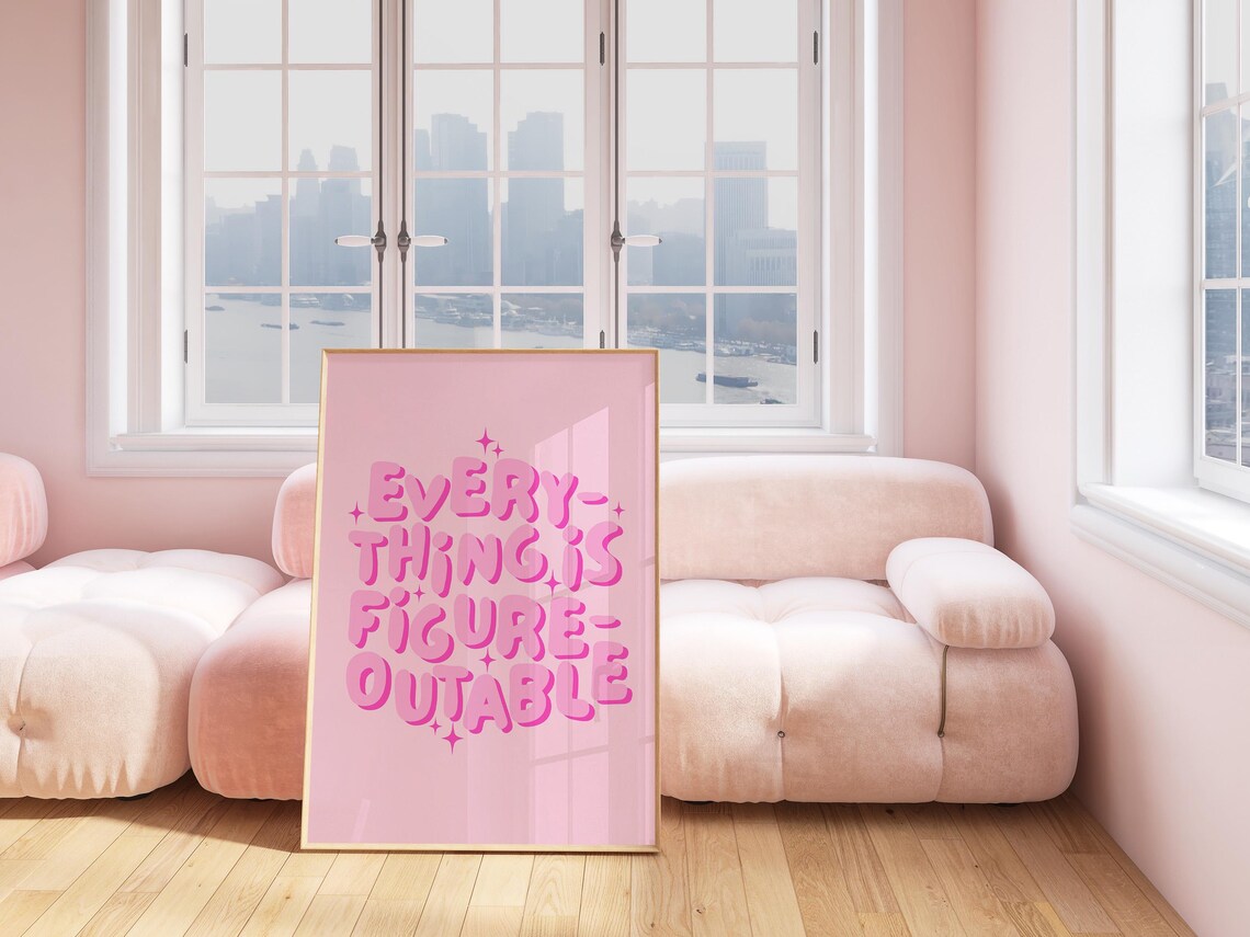 Everything Is Figureoutable Art Print, Pink Preppy Decor - Image 2