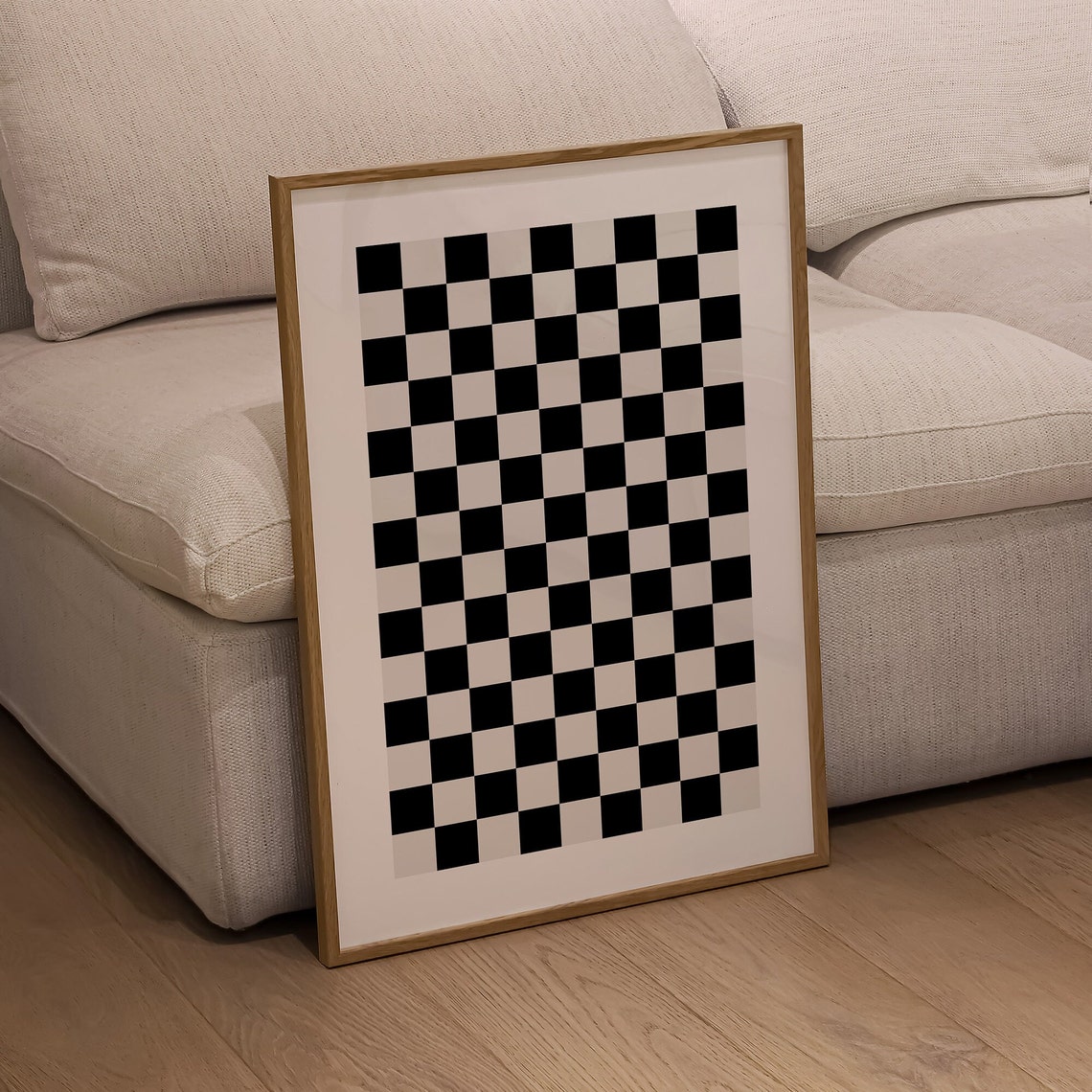Black and White Checkered Poster Bordered Retro Graphic Artwork