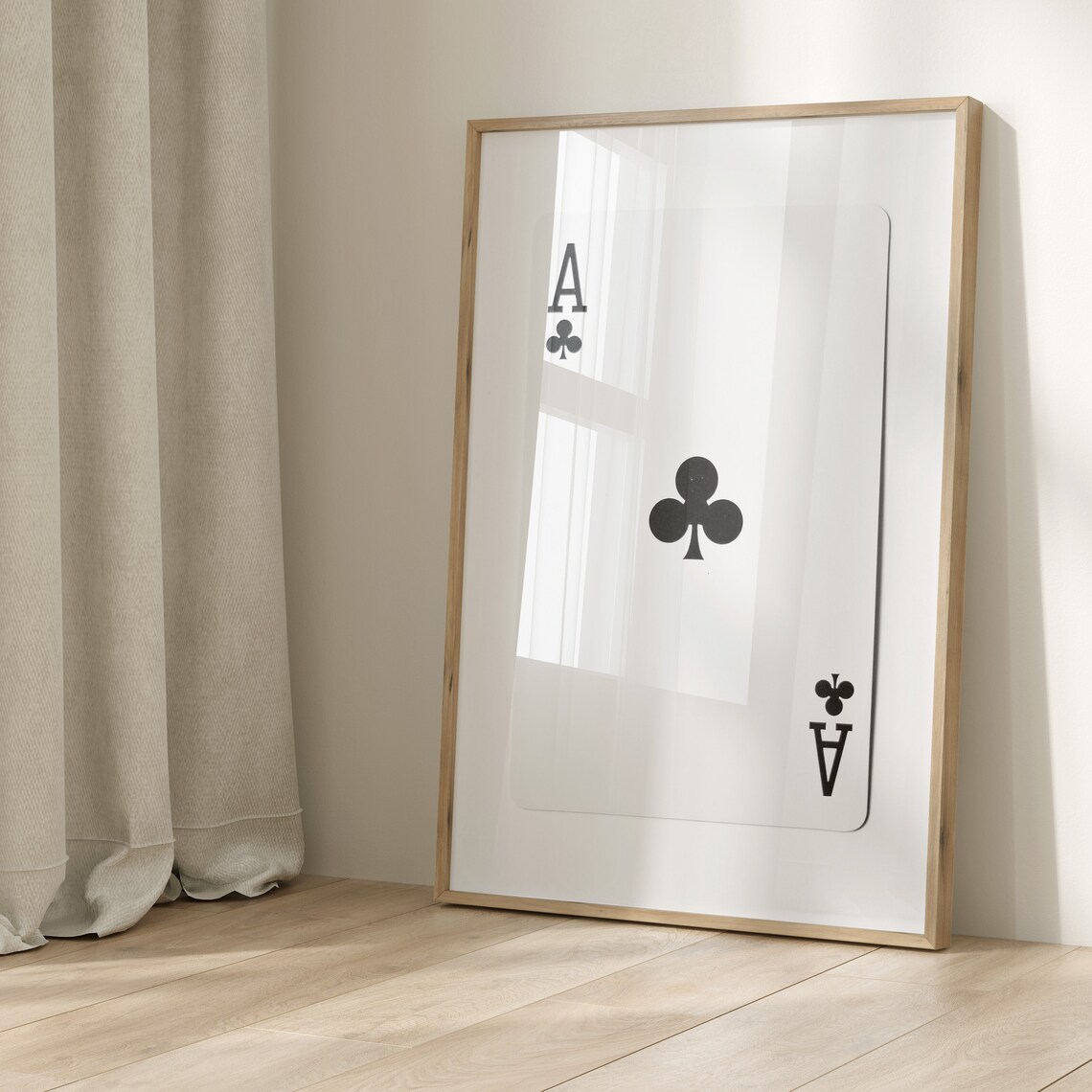 Ace Of Clubs Playing Card Minimalist Black White Game Room Poster - Image 3